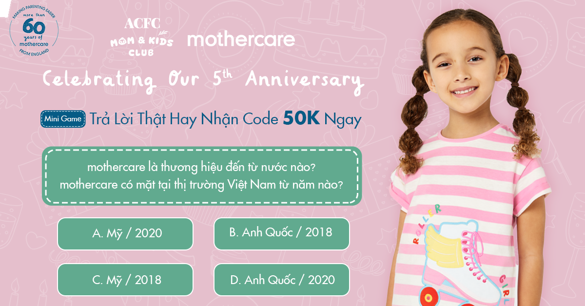 Thể lệ Mini Game Mừng Sinh nhật mothercare Vietnam 5 tuổi